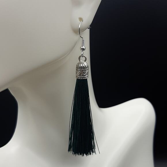 NWT 4 Pack Handmade Giadasio Fringe Silver Plated Dangle Earring Necklace Set - Picture 3 of 9